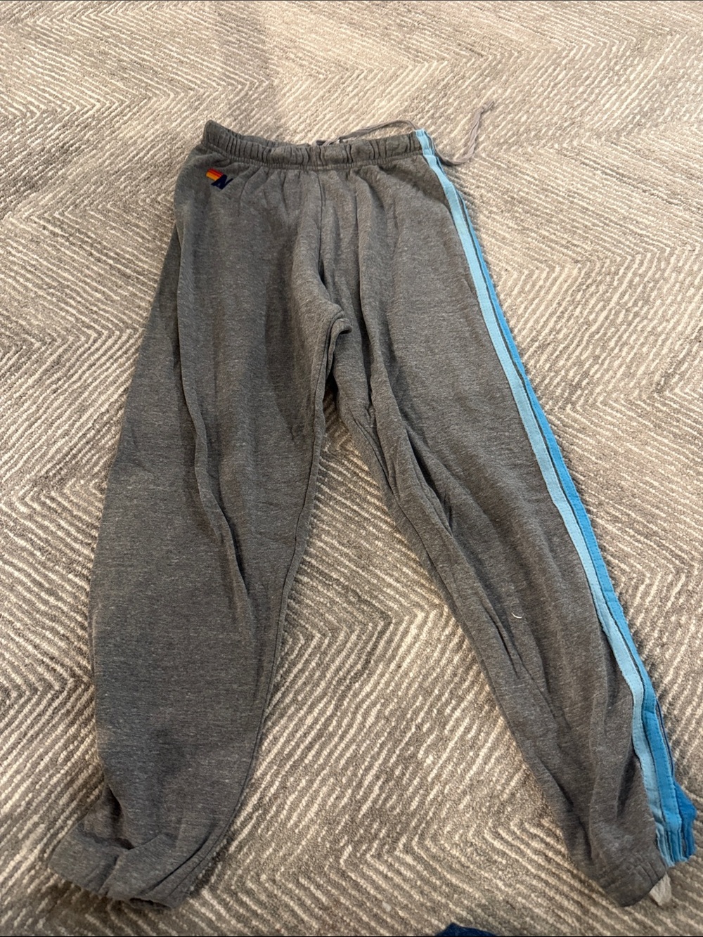 Aviator Nation Gray Sweatpants with Light Blue Side Stripe